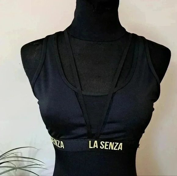 La Senza Black Sports Bra Mesh Criss Cross  Straps Size Small/Medium - Picture 6 of 13